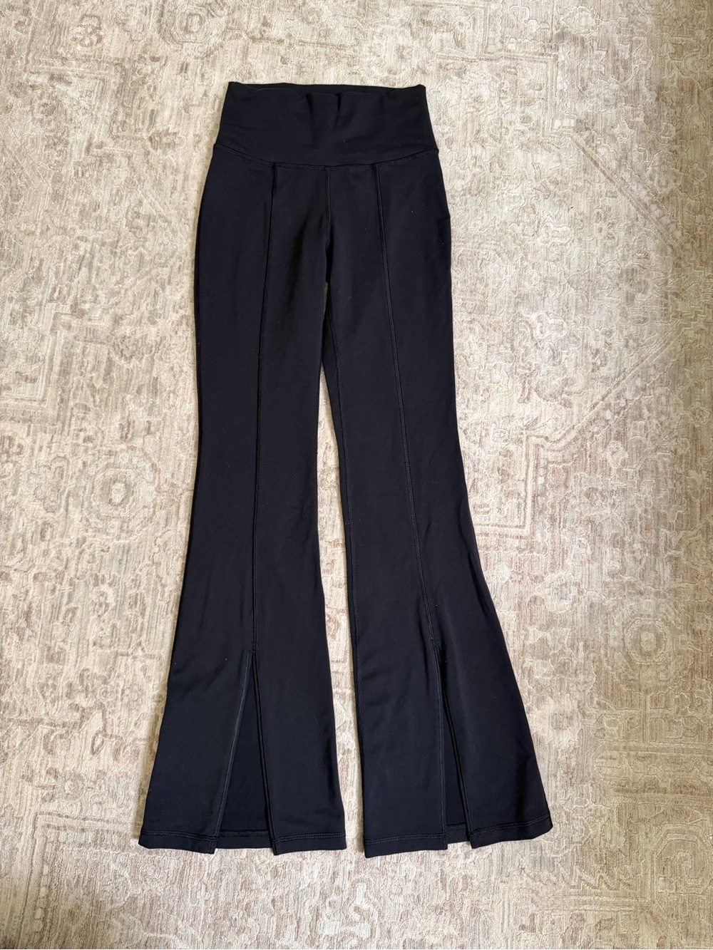 TnAction Aritzia Black High Rise Flare Leggings Front Slit Size S